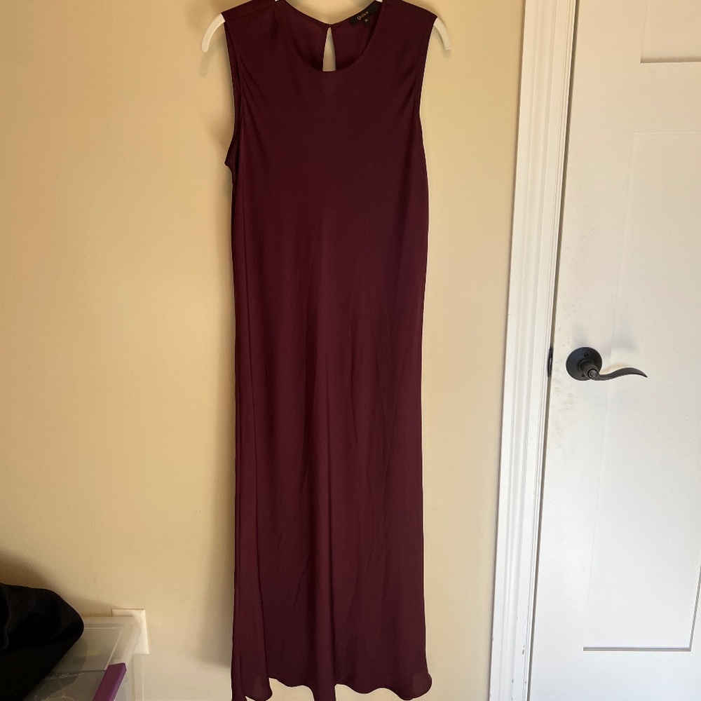 Quince Washable Silk Tank Dress – Burgundy - Picture 2 of 4